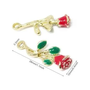 Honbay 10 colgantes con diseño de rosas esmaltadas para_2