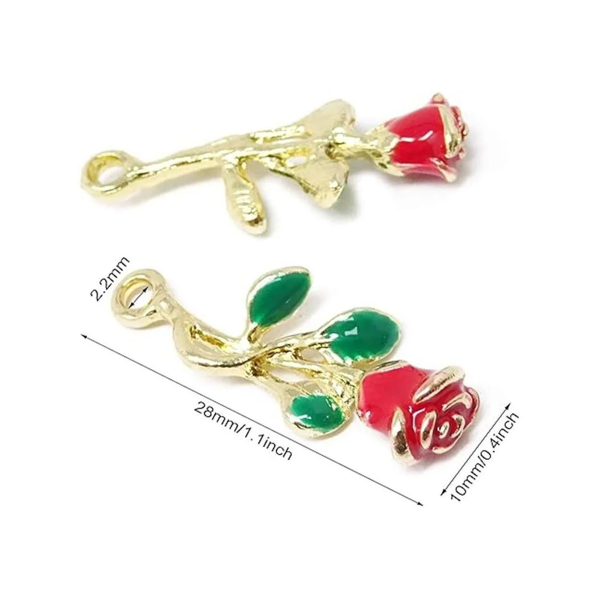 Honbay 10 colgantes con diseño de rosas esmaltadas para_2