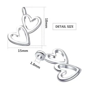 50pcs Plata Antigua Doble Corazón Encantos Colgantes_3