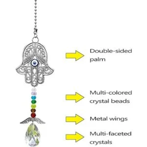 Dije colgante para automóvil azul mal de ojo Hamsa_2