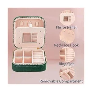 Joyero de terciopelo de viaje con espejo mini estuche de_2