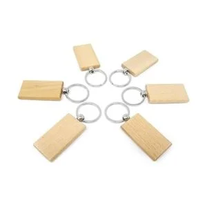 HONBAY 6 llaveros de madera en blanco para manualidades de_2