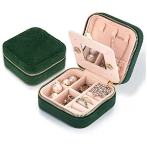 Joyero de terciopelo de viaje con espejo mini estuche de_1