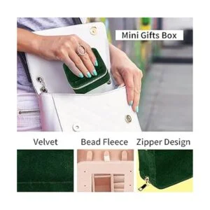 Joyero de terciopelo de viaje con espejo mini estuche de_5