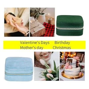 Joyero de terciopelo de viaje con espejo mini estuche de_3
