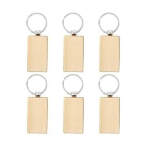 HONBAY 6 llaveros de madera en blanco para manualidades de_1