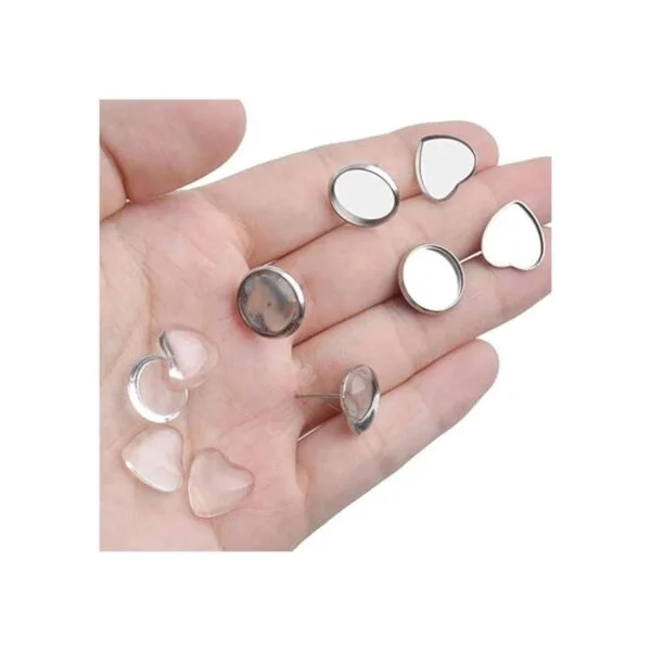 60 piezas de acero inoxidable con 60 cabujones de cristal_6