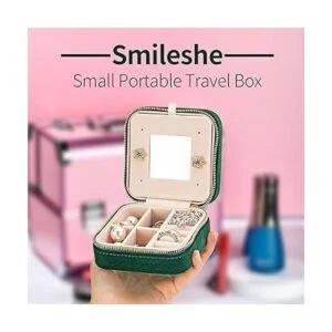 Joyero de terciopelo de viaje con espejo mini estuche de_4