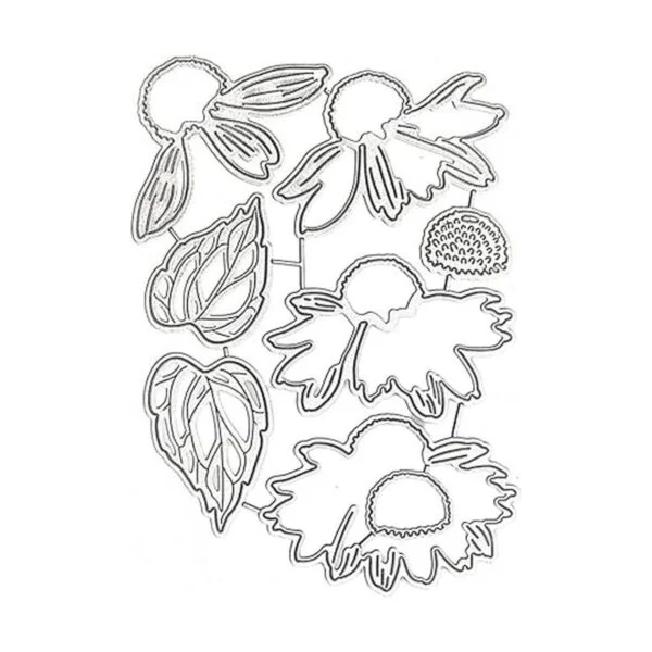 Troqueles de metal para plantas de coneflower plantillas_2