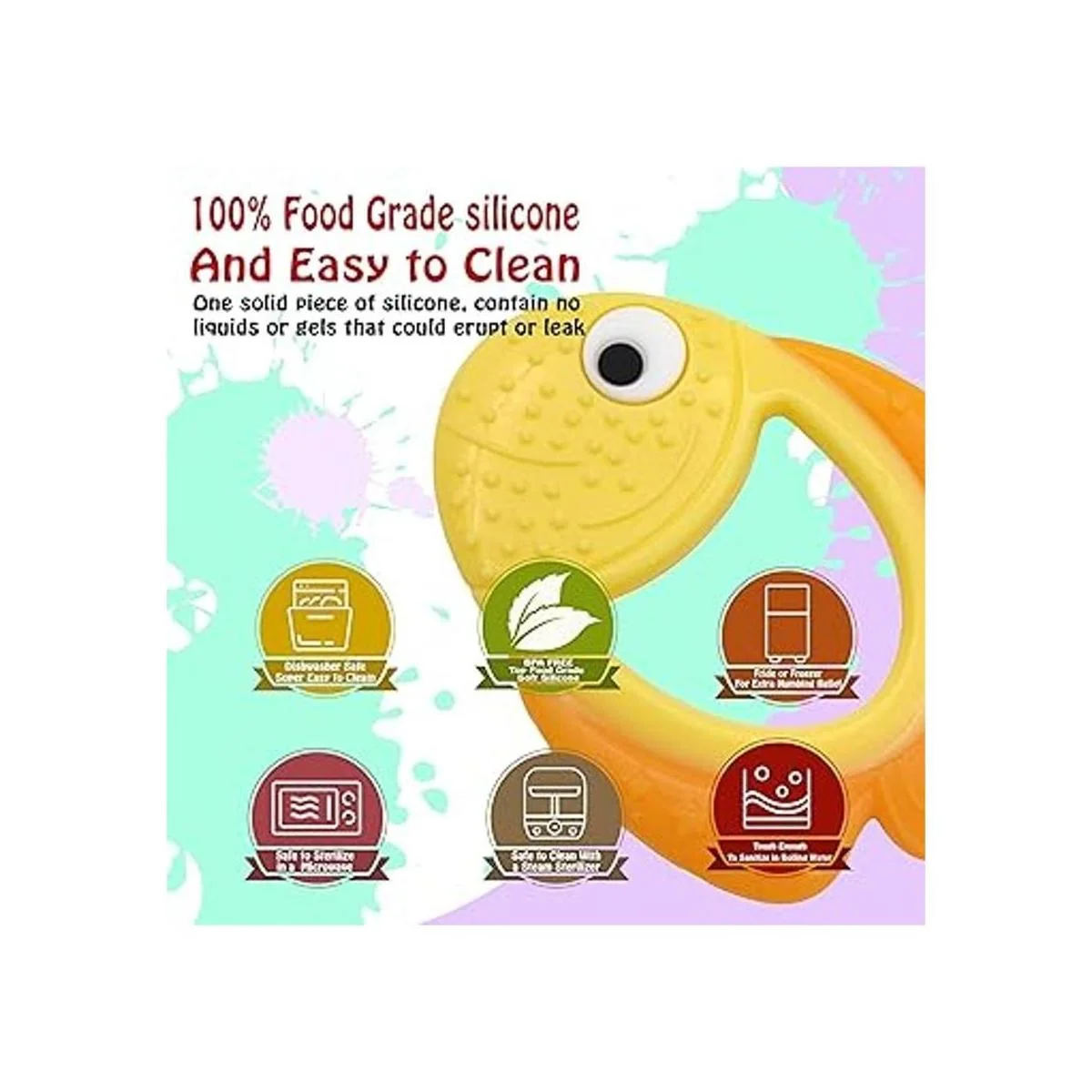 Juguetes de dentición para bebés de peces de silicona de_3