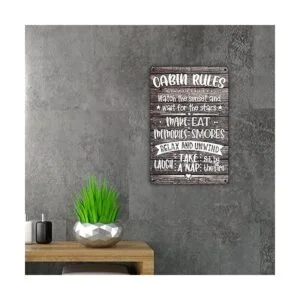 QIONGQI Funny Cabin Rules Metal Tin Sign Decor Farmhouse_3