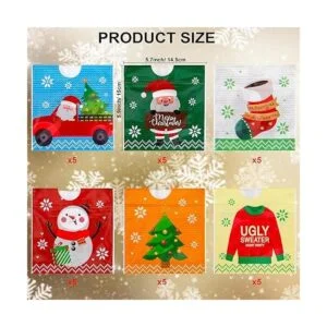 Zayvor Paquete de 30 bolsas con cordón de Navidad bolsas_6