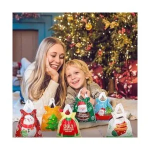 Zayvor Paquete de 30 bolsas con cordón de Navidad bolsas_3