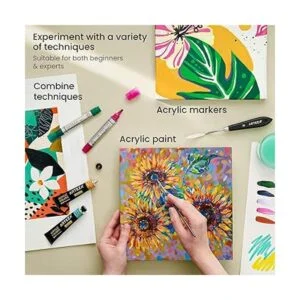 ARTEZA Bloc de lienzo plegable de papel acrílico 9.5 x_4