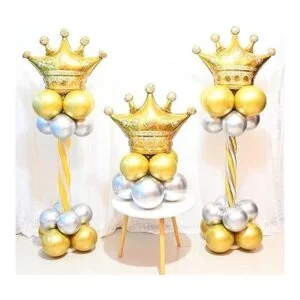 6 globos de aluminio de corona dorada decoración de_3
