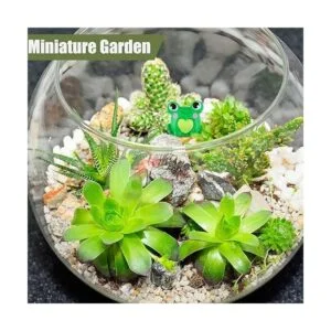 16 figuras en miniatura de rana y loto de resina mini_7