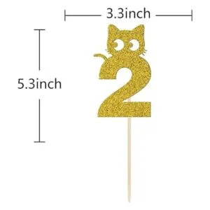 Decoración para tartas de 2do cumpleaños para gatos_4