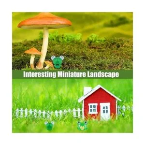 16 figuras en miniatura de rana y loto de resina mini_5