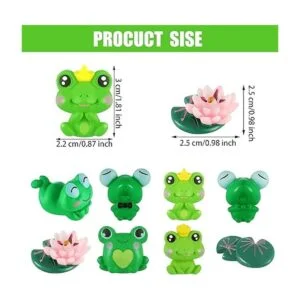 16 figuras en miniatura de rana y loto de resina mini_2
