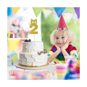 Decoración para tartas de 2do cumpleaños para gatos_3