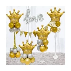 6 globos de aluminio de corona dorada decoración de_4