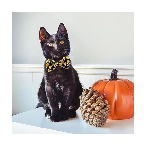 Pohshido Paquete de 2 collares de pajarita para gatos de_6