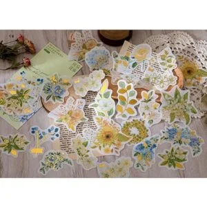 Kawaii Floral Flower Washi Pegatinas Set Botanical Deco_4