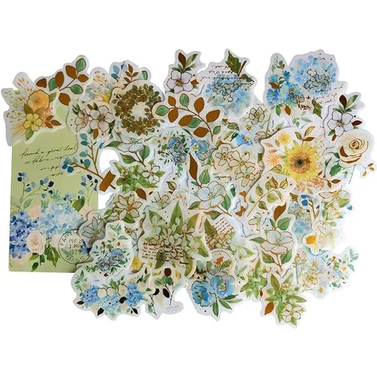 Kawaii Floral Flower Washi Pegatinas Set Botanical Deco_2