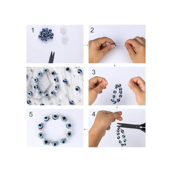 SAVITA 100 cuentas azules de mal de ojo ocular cuentas_3