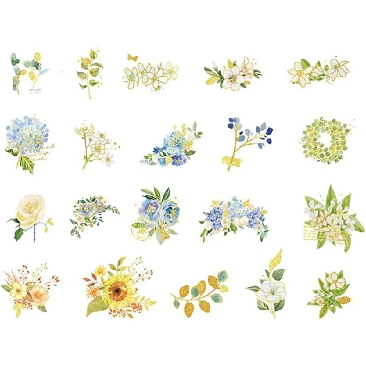 Kawaii Floral Flower Washi Pegatinas Set Botanical Deco_3