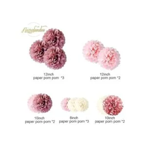 NICROLANDEE Decoraciones de boda 12 pompones de tejido_3