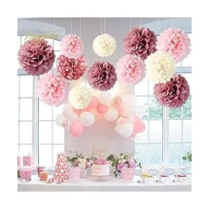 NICROLANDEE Decoraciones de boda 12 pompones de tejido_5