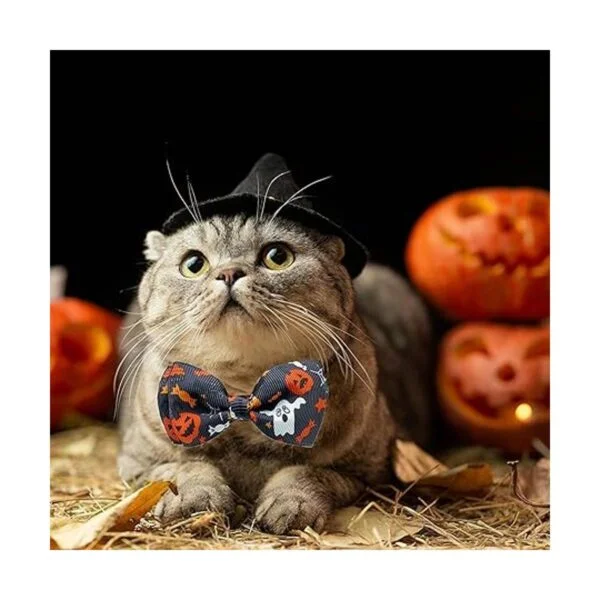 Pohshido Paquete de 2 collares de pajarita para gatos de_4