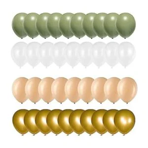 Globos de látex color verde salvia dorado y blanco 50_1