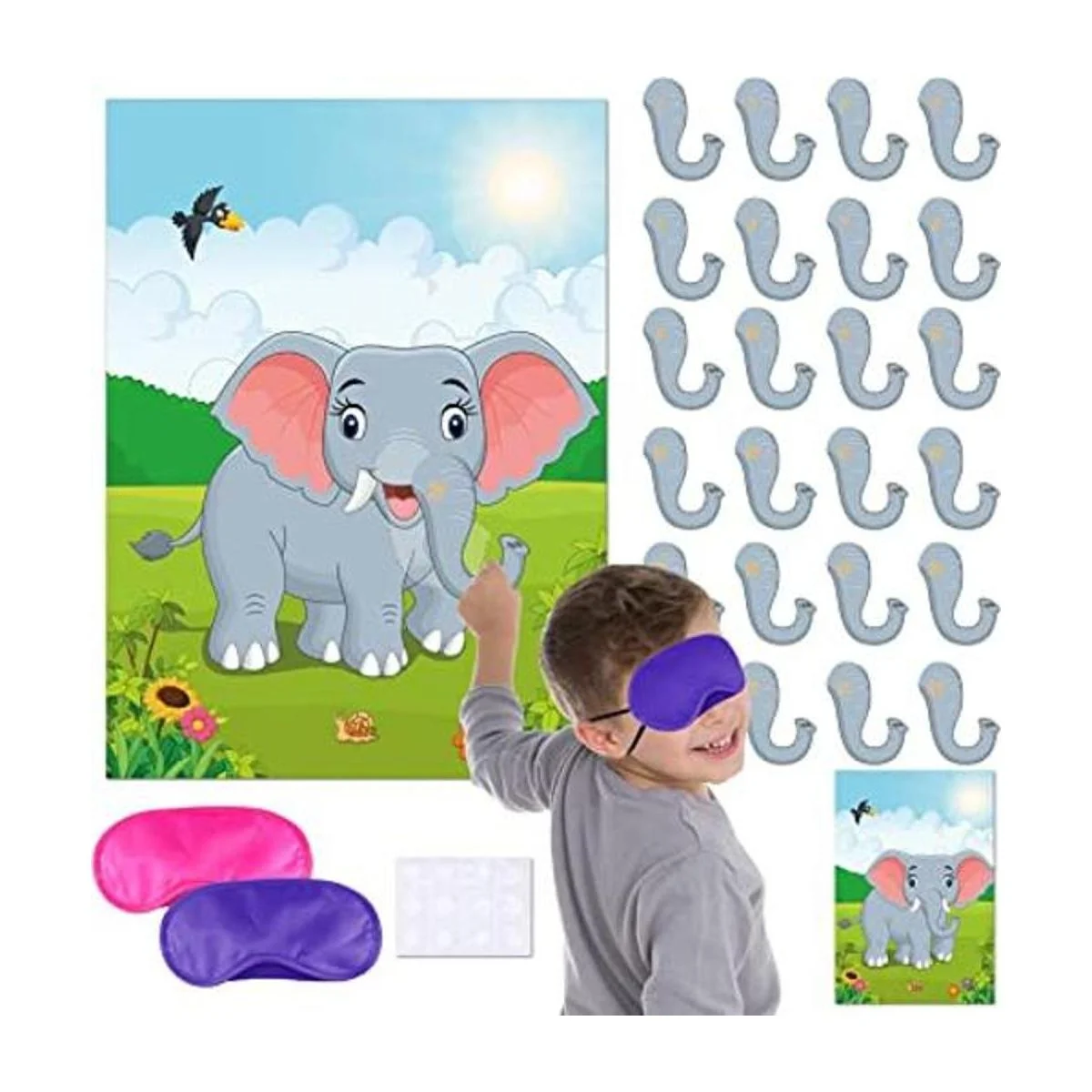 ELECLAND Pin The Nose on The Elephant Party Game para_1