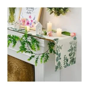 Artoid Mode Camino de mesa con hojas de eucalipto_3