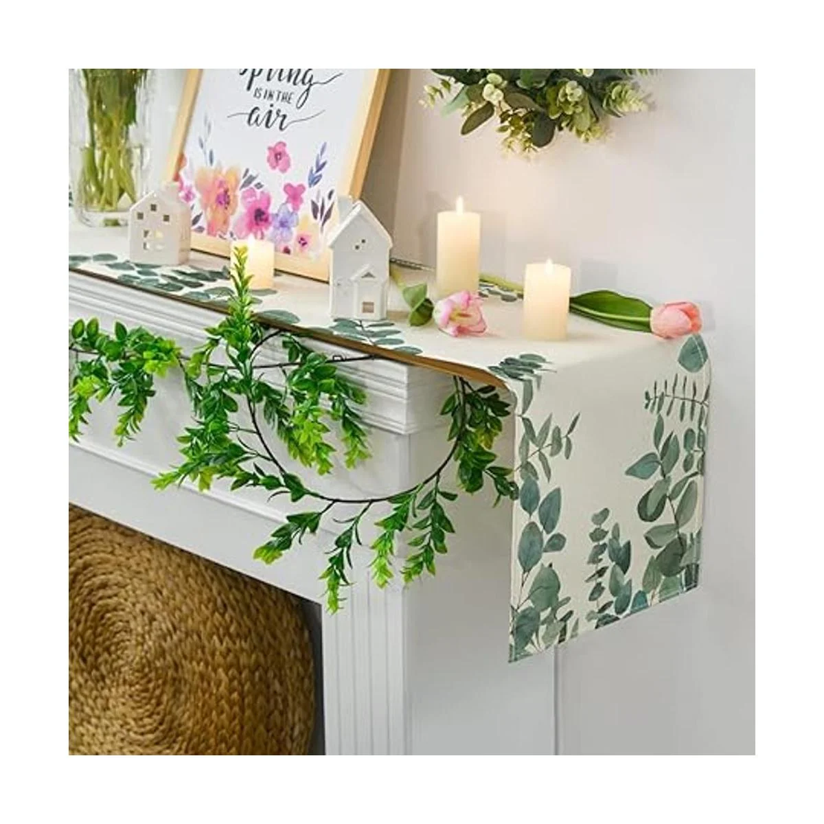 Artoid Mode Camino de mesa con hojas de eucalipto_3