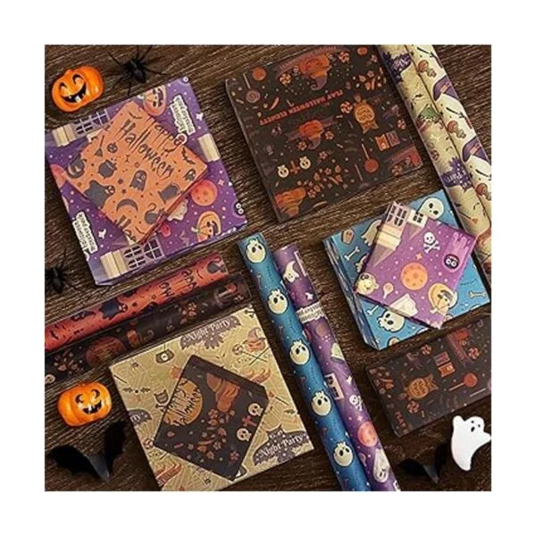 Larcenciel Papel de regalo de Halloween 6 hojas de papel_3