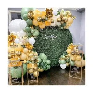 Globos de látex color verde salvia dorado y blanco 50_6
