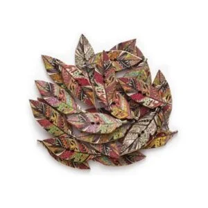 AKOAK Juego de 50 botones de madera con estampado de hojas_2