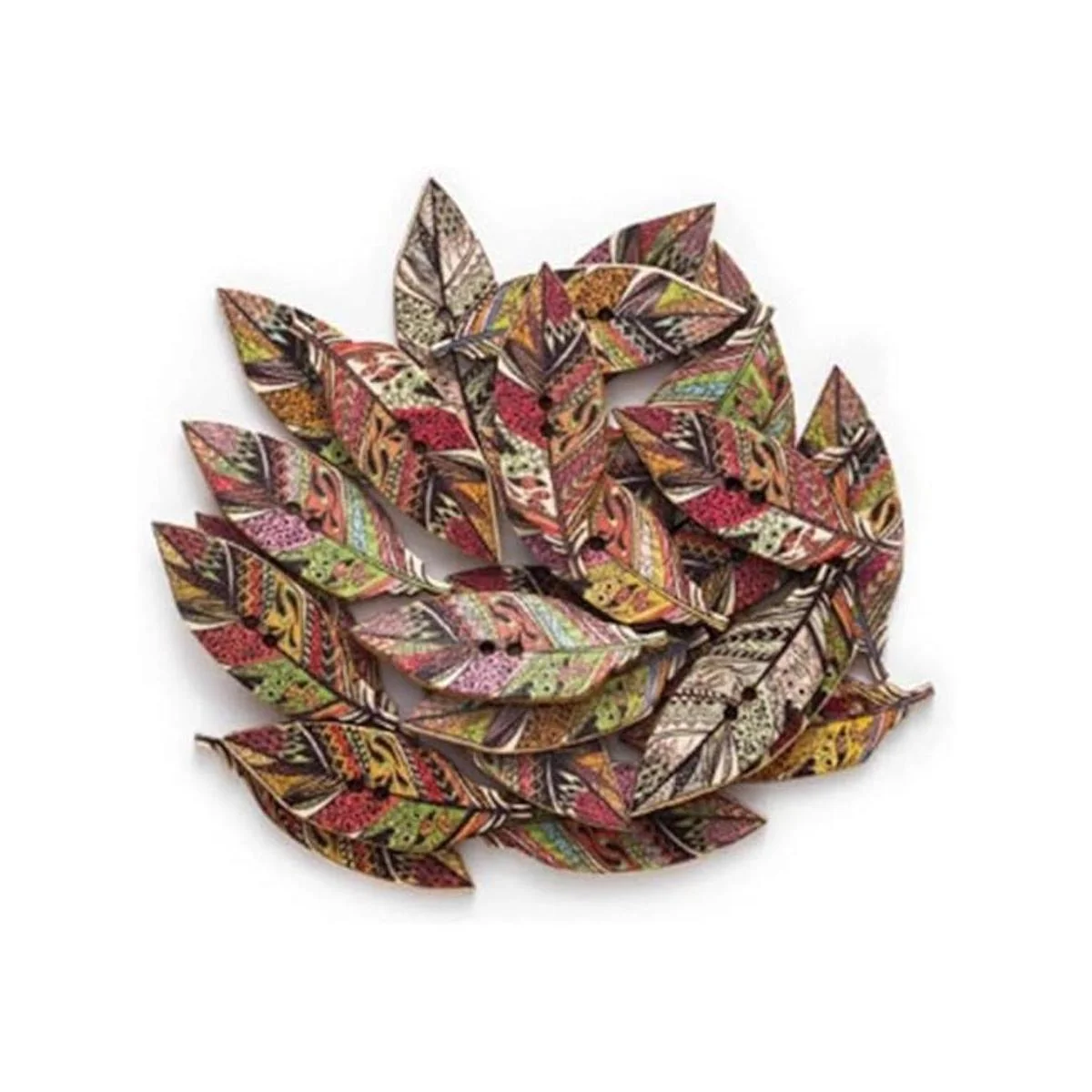 AKOAK Juego de 50 botones de madera con estampado de hojas_2