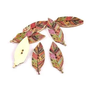 AKOAK Juego de 50 botones de madera con estampado de hojas_3