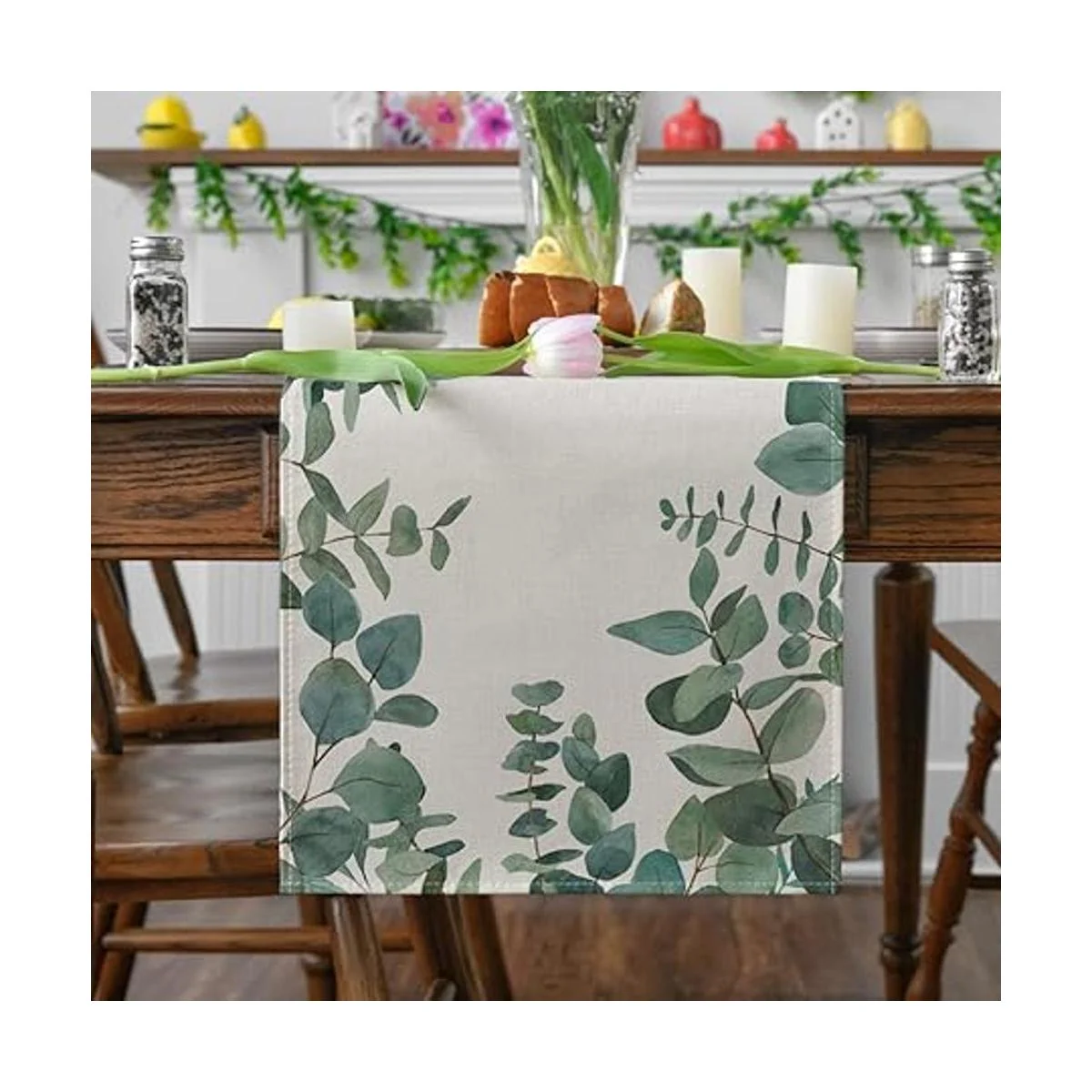 Artoid Mode Camino de mesa con hojas de eucalipto_2