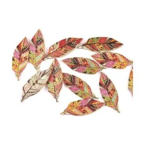 AKOAK Juego de 50 botones de madera con estampado de hojas_5