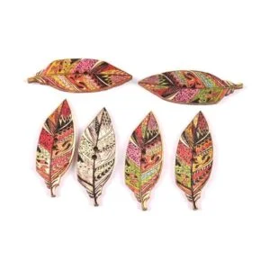 AKOAK Juego de 50 botones de madera con estampado de hojas_6