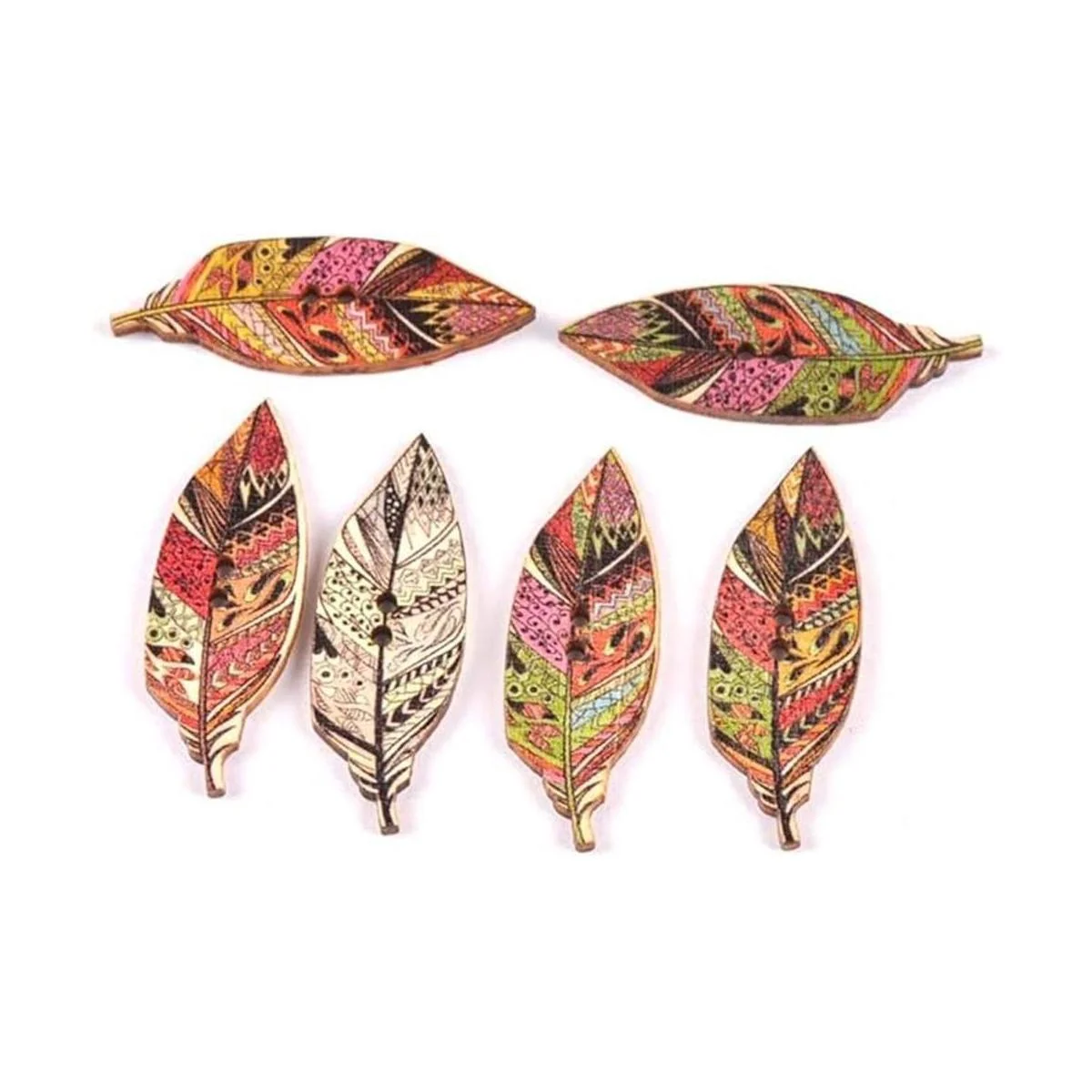 AKOAK Juego de 50 botones de madera con estampado de hojas_6