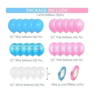 Globos reveladores de género 50 globos de látex rosa azul_2