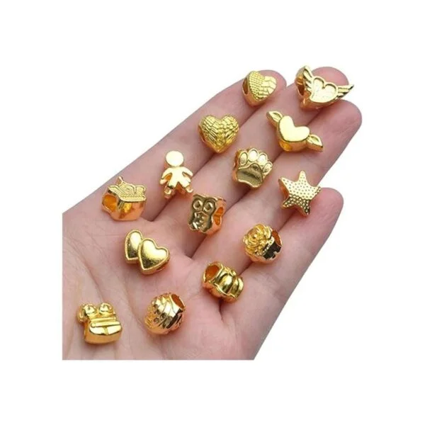 Cuentas espaciadoras doradas 3.53 oz grandes agujeros_7