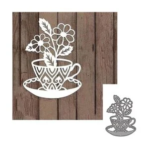 Troqueles de metal con hojas de flores de taza pétalos de_3