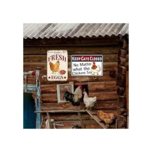 ANJOOY Letreros de metal de estaño para pollo señal de_7